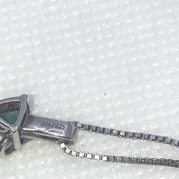 VTG Blue Topaz Diamond Accent Pendant w Box Chain - Sterling Silver 18” & .5” - Picture 7 of 11